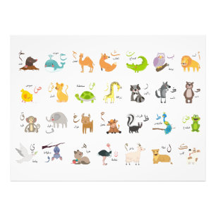 arabic Alphabet animals الحروف العربية Photo Print