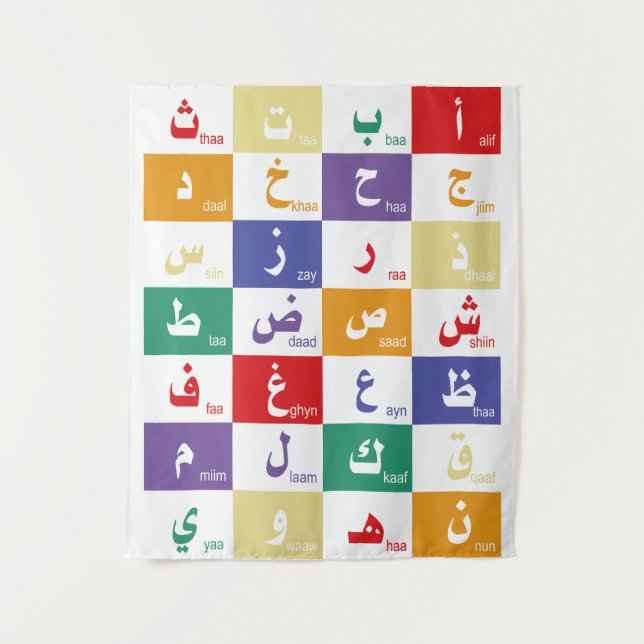 Arabic alphabet Letters for kids Tapestry (Front)