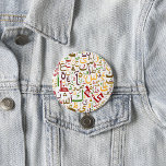 Arabic Alphabet Pattern Modern Islamic Calligraphy 7.5 Cm Round Badge<br><div class="desc">Add a touch of cultural charm to your accessories with this striking button featuring a vibrant background full of Arabic letters. Each letter is artistically arranged to create a visually captivating pattern that celebrates the beauty and elegance of Arabic script. Whether you're a fan of calligraphy, a language enthusiast, or...</div>