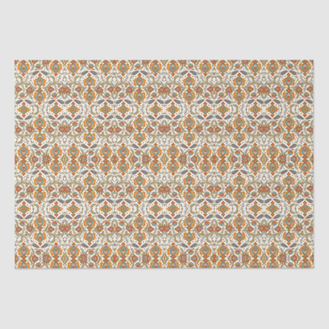 Arabic Boho Elegant Floral Moroccan Peacock  Tissue Paper (Front)