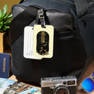 Arabic Calligraphy & Celestial Gold Stars Chic Luggage Tag