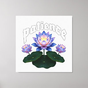 Arabic Calligraphy Sabr Patience - Zen Lotus Flowe Canvas Print