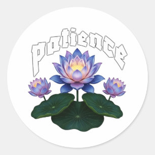 Arabic Calligraphy Sabr Patience - Zen Lotus Flowe Classic Round Sticker