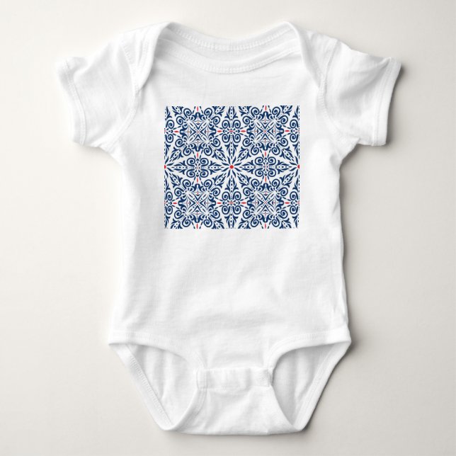 Arabic Colourful Vintage Seamless Pattern Baby Bodysuit (Front)