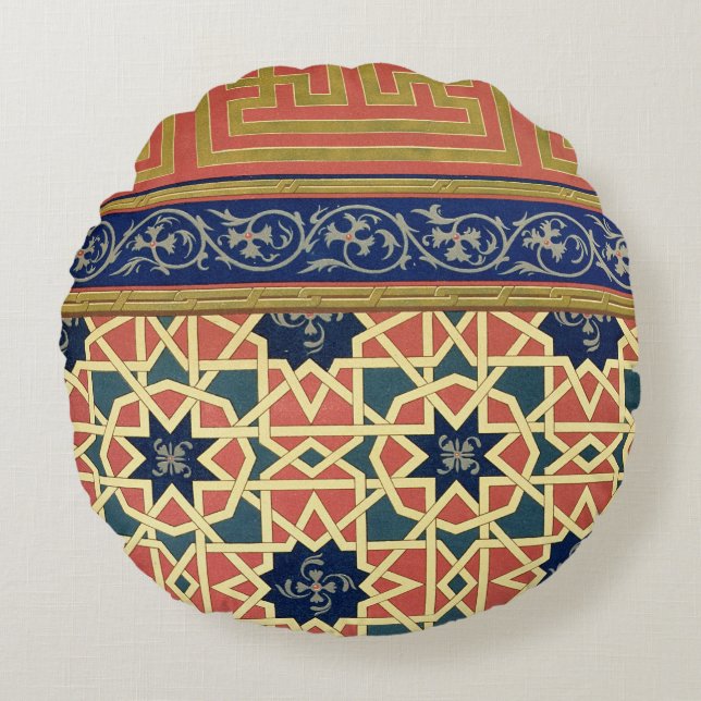 Arabic decorative designs (colour litho) round cushion (Front)