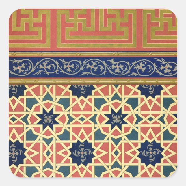 Arabic decorative designs (colour litho) square sticker (Front)