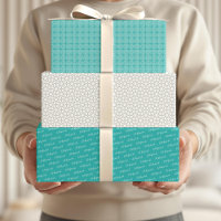 Arabic Eid Mubarak Cute Teal Star Pattern Quote