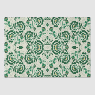Arabic Elegant Floral Geometric Green Moroccan  Tissue Paper
