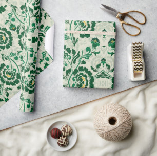 Arabic Elegant Floral Geometric Green Moroccan  Wrapping Paper