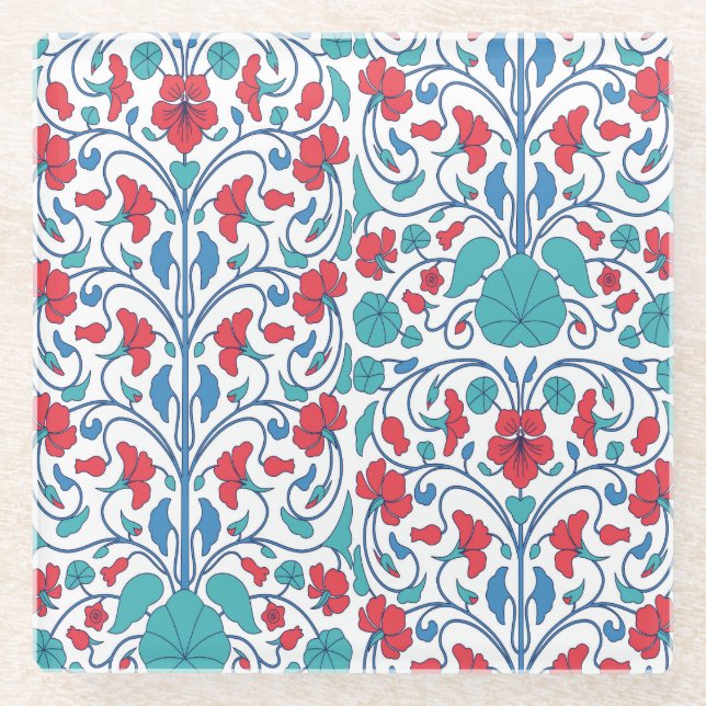 Arabic floral seamless vintage pattern. glass coaster (Front)