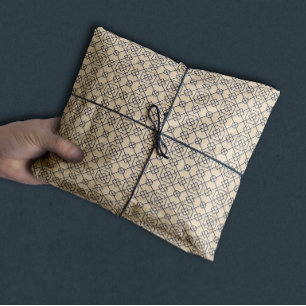 Arabic Geometric   Navy Blue Tan Tissue Paper