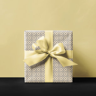 Arabic Geometric   Navy Blue Tan Wrapping Paper