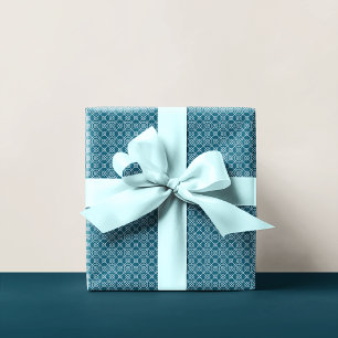 Arabic Geometric   White Teal Wrapping Paper
