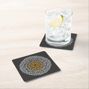 arabic letters 3d art block  square paper coaster