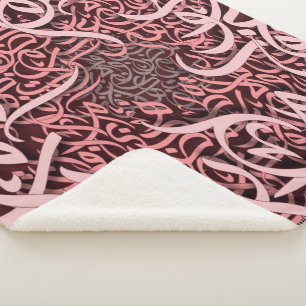 arabic lletters rose  sherpa blanket
