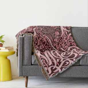 arabic lletters rose throw blanket