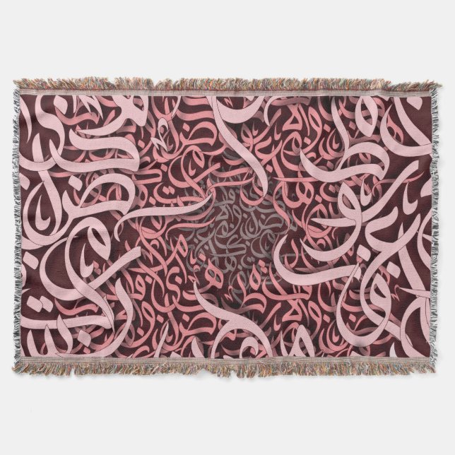 arabic lletters rose  throw blanket (Front)