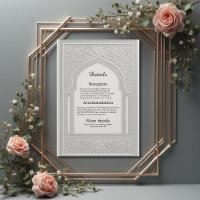 arabic Silver Embossed Floral Arch Wedding