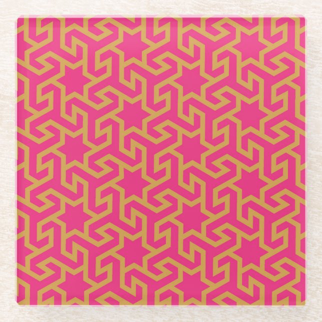 Arabic Star Shaped Pattern Glass Coaster (Front)