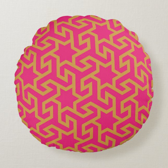 Arabic Star Shaped Pattern Round Cushion (Front)