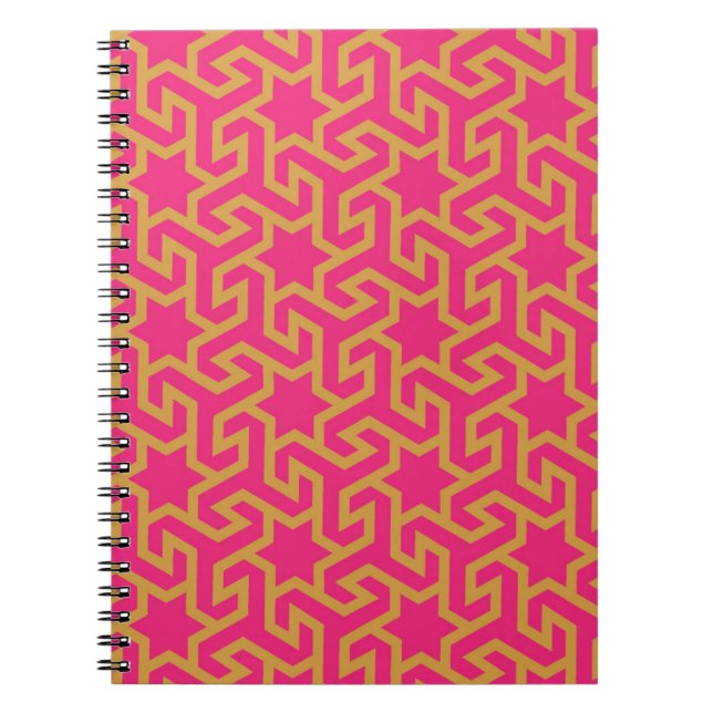 Arabic Star Shaped Pattern Spiral Notebook (Front)