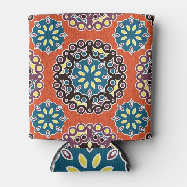Arabic tile, vintage patchwork pattern. can cooler (Front)