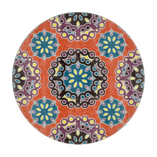 Arabic tile, vintage patchwork pattern. cutting board