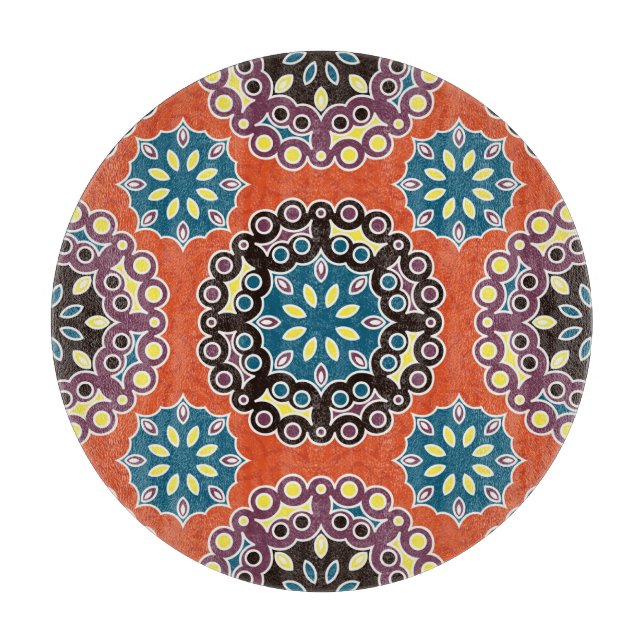 Arabic tile, vintage patchwork pattern. cutting board (Front)