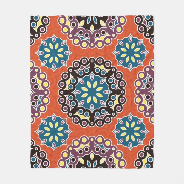 Arabic tile, vintage patchwork pattern. fleece blanket (Front)