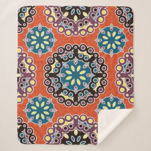 Arabic tile, vintage patchwork pattern. sherpa blanket