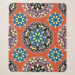Arabic tile, vintage patchwork pattern. sherpa blanket