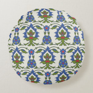 Arabic Traditional: Iznik Tile Seamless. Round Cushion