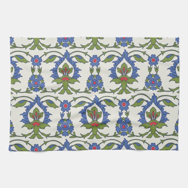 Arabic Traditional: Iznik Tile Seamless. Tea Towel (Horizontal)
