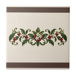 Arabica Coffee Botanical Custom Colour Frieze Tile