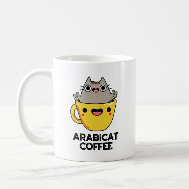 Arabicat Coffee Funny Arabica Cat Pun  Mug (Left)
