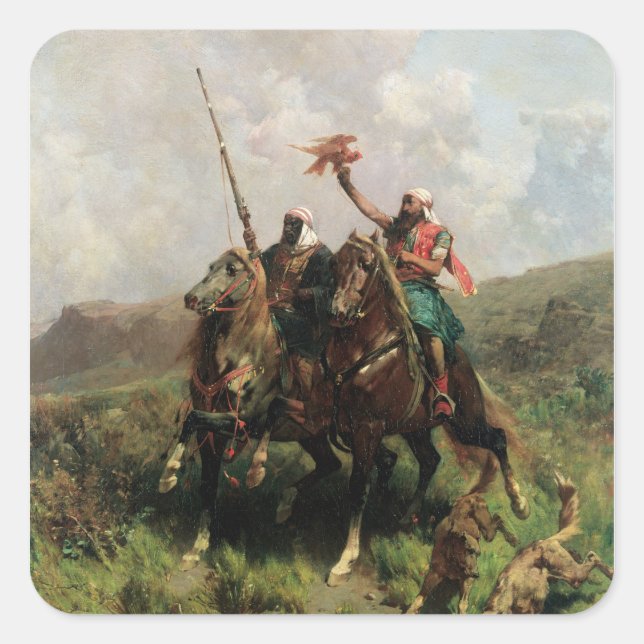 Arabs with a Falcon Square Sticker (Front)