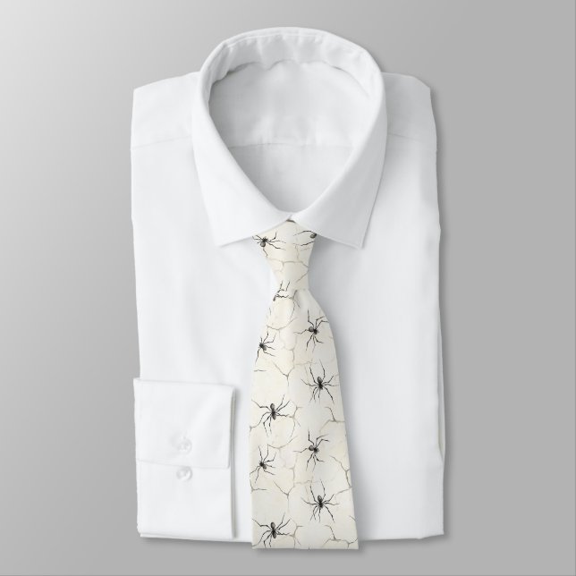Arachnid Whispers – Halloween Minimalism Tie (Tied)