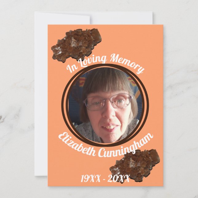 Aragonite Crystal Memory Poem Photo Memorial Card (Front)