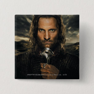 Aragorn Sword Down 15 Cm Square Badge