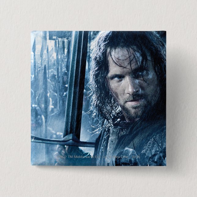 Aragorn Versus Orcs 15 Cm Square Badge (Front)