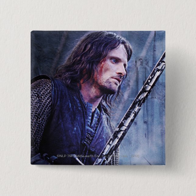 Aragorn with blood 15 cm square badge (Front)