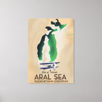 Aral Sea Travel poster map