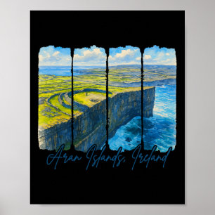 Aran Islands Ireland Traveling Trip Brushstroke Ar Poster