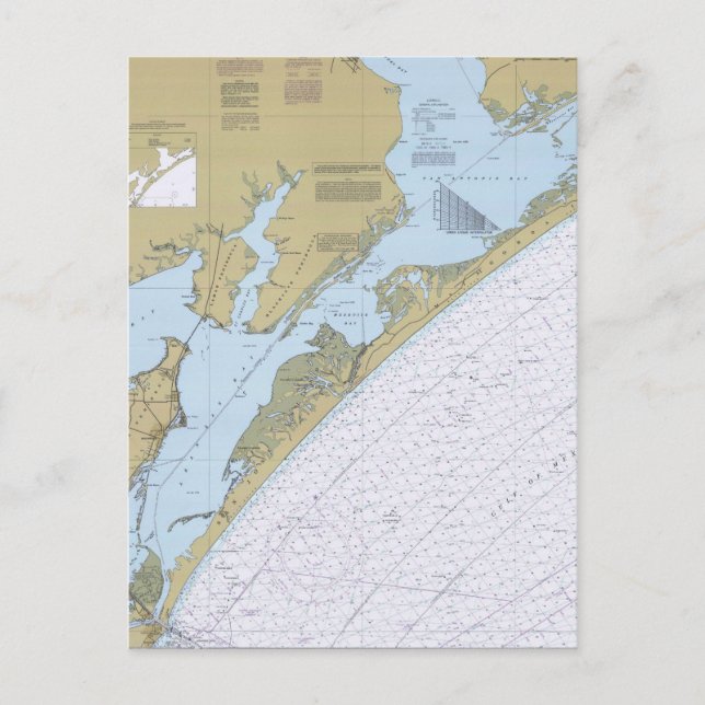 Aransas Pass Texas Nautical Chart Postcard (Front)