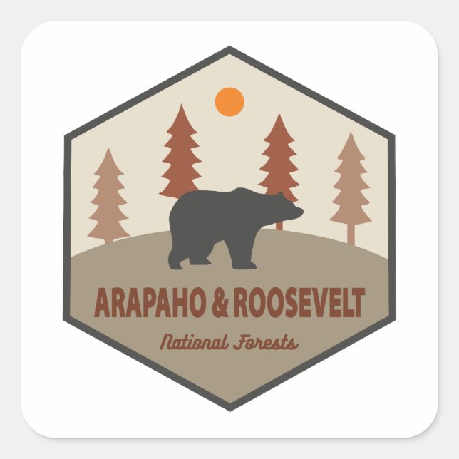 Arapaho And Roosevelt National Forests Bear Square Sticker (Front)