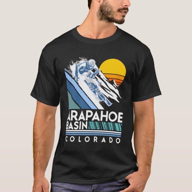 Arapahoe Basin Colorado Retro Ski Hoodie T-Shirt (Front)
