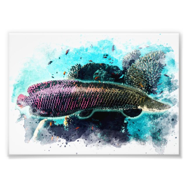 Arapaima Monster Fish Watercolor Pirarucu Paiche Photo Print (Front)