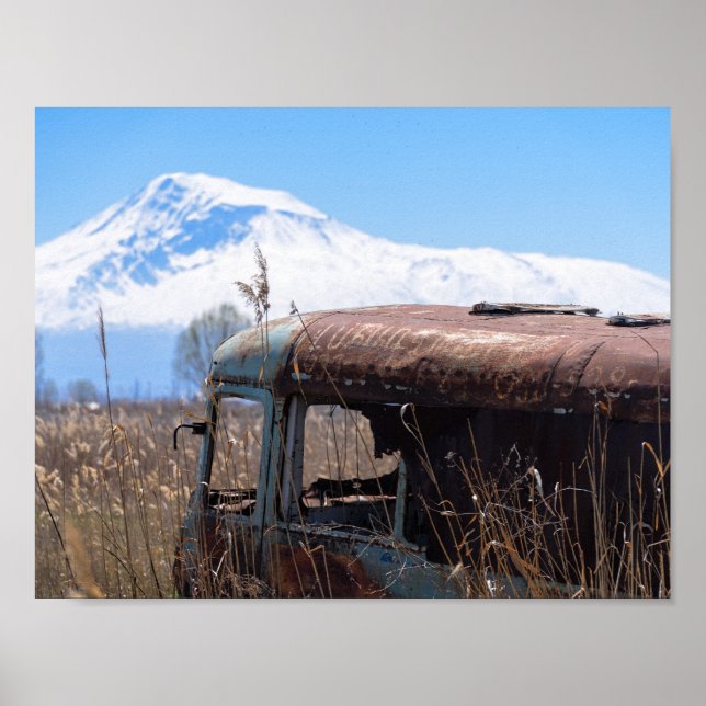Ararat mountain and rusty bus poster (Front)