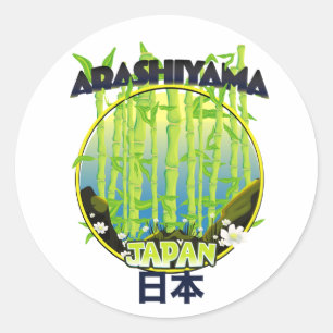 Arashiyama Japan travel logo Giant Coffee Mug Classic Round Sticker
