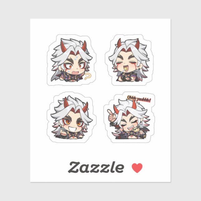 Arataki Itto Genshin Impact 4 Pack Sticker Sheet (Sheet)